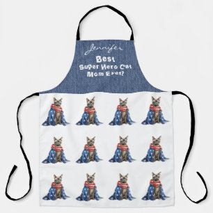 Funny Super Hero Tortie Cat All-Over Print Schürze