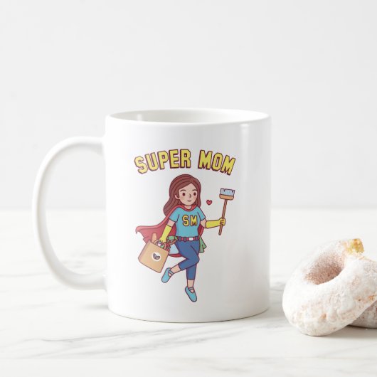 Funny Super Mama Kaffee Tasse (Mit Donut)