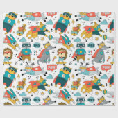 Funny Superhero Animals Pattern Geschenkpapier (Flach)