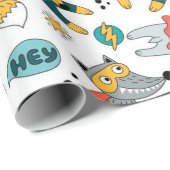 Funny Superhero Animals Pattern Geschenkpapier (Rolleneckpunkt)