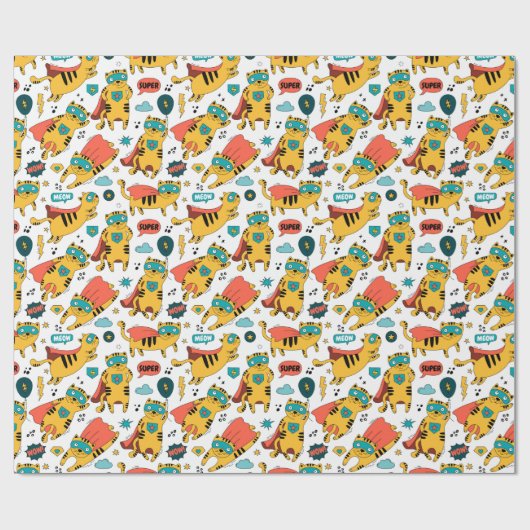 Funny Superhero Cat Geschenkpapier (Flach)