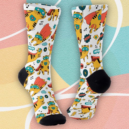 Funny Superhero Cat Socken