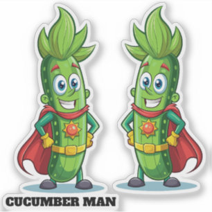 Funny Superhero Cucumber Man Aufkleber