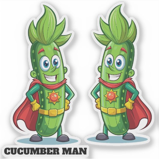 Funny Superhero Cucumber Man Aufkleber (Vorderseite)