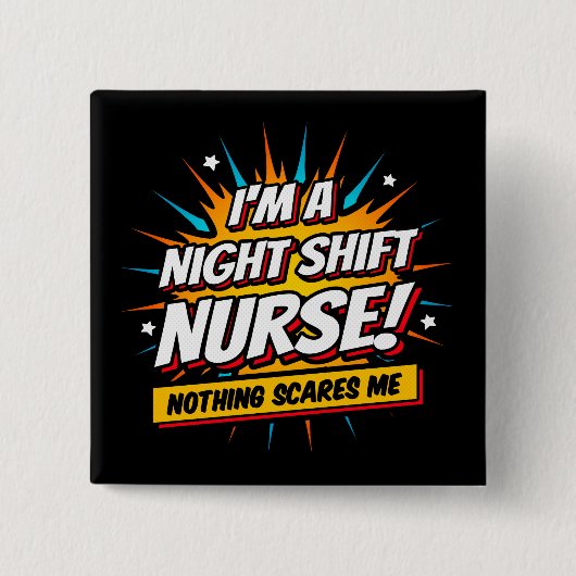 Funny Superhero Night Shift Nurse Aufwertung Button (Vorderseite)