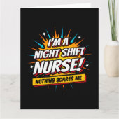 Funny Superhero Night Shift Nurse Aufwertung Karte (Vorderseite)