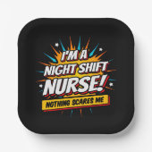 Funny Superhero Night Shift Nurse Aufwertung Pappteller (Vorderseite)