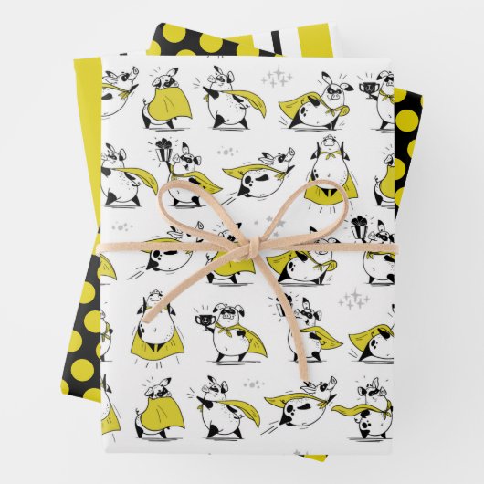Funny Superhero Pig Wrapping Paper Set 3 Geschenkpapier Set (Beispiel)