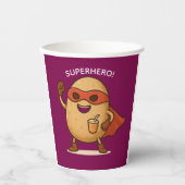 Funny Superhero Potato Cartoon 8oz Paper Cup Pappbecher (Vorderseite)