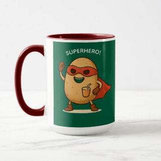 Funny Superhero Potato Cartoon Graphic Combo Mug Tasse