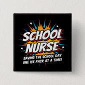 Funny Superhero School Nurse Apprecision Button (Vorderseite)