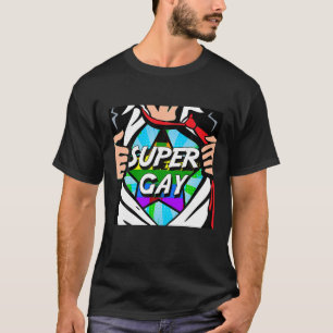 Funny Superhero Super Gay kommt LGBT T T Shirt rau