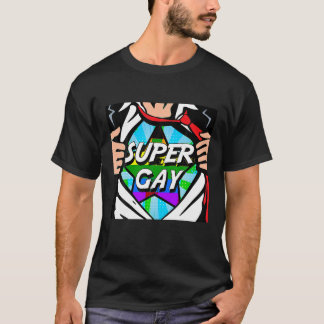 Funny Superhero Super Gay kommt LGBT T T Shirt rau