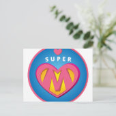 Funny Superhero Superwoman Mama Emblem Postkarte (Stehend Vorderseite)