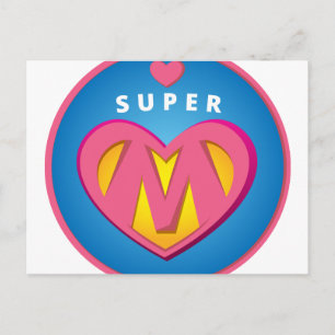 Funny Superhero Superwoman Mama Emblem Postkarte