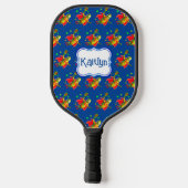 Funny SuperPickleman auf Blue Personalisiert Pickleball Schläger (Rückseite)