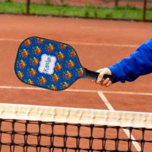 Funny SuperPickleman auf Blue Personalisiert Pickleball Schläger