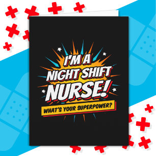 Funny Superpower Night Shift Nurse Aufwertung Karte