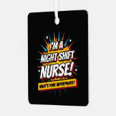 Funny Superpower Night Shift Nurse Aufwertung Ornament Aus Metall (Vorderseite links)