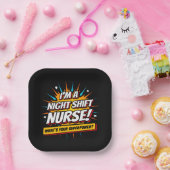 Funny Superpower Night Shift Nurse Aufwertung Pappteller (Party)