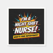 Funny Superpower Night Shift Nurse Aufwertung Serviette (Vorderseite)