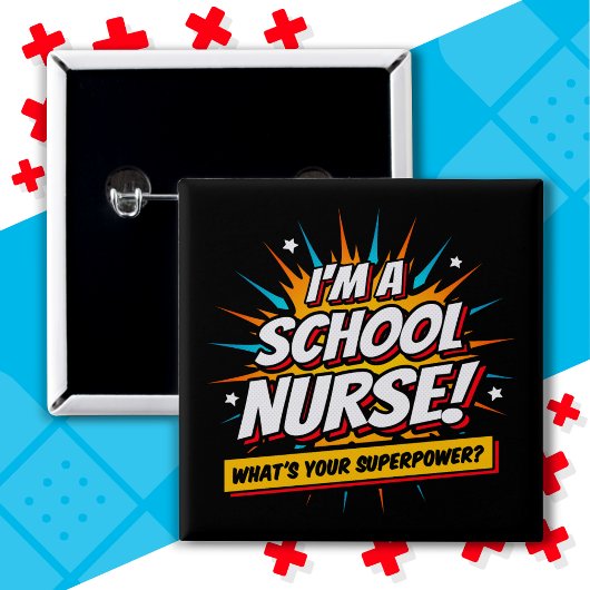 Funny Superpower School Nurse Aufwertung Button