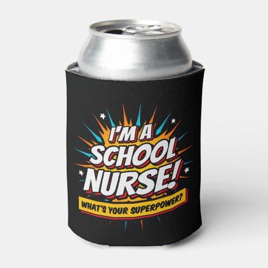 Funny Superpower School Nurse Aufwertung Dosenkühler (Kanne Vorderseite)