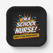 Funny Superpower School Nurse Aufwertung Pappteller (Vorderseite)