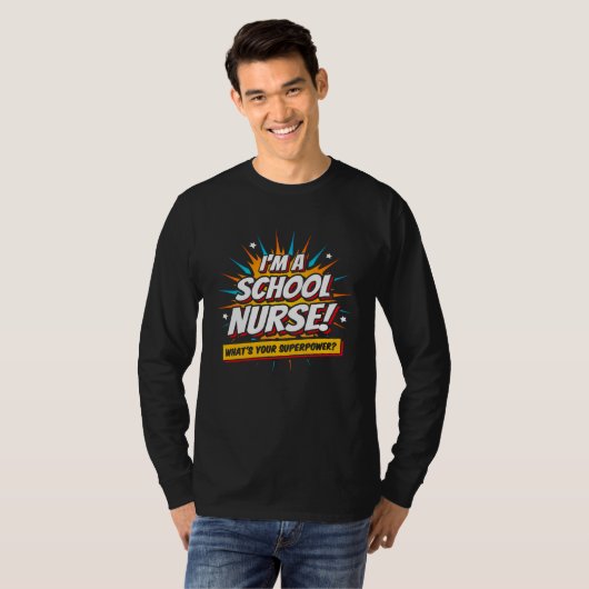 Funny Superpower School Nurse Aufwertung T-Shirt (Vorne ganz)