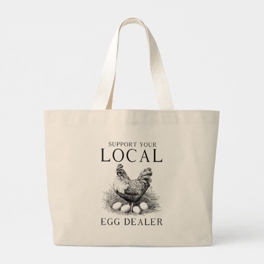 Funny Support Ihr lokaler Eierhändler Hen Jumbo Stoffbeutel (Rückseite)