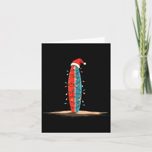 Funny Surf Christmas Lights Lover Surfboard Surfin Karte (Vorderseite)
