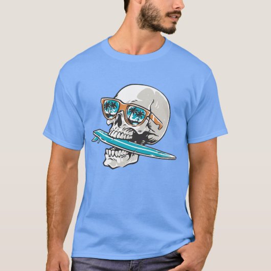Funny Surfboard Bite Summer Surf Design T-Shirt (Vorderseite)