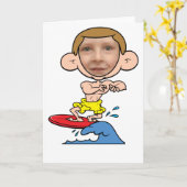 Funny Surfer Foto Face Template Karte (Gelbe Blume)