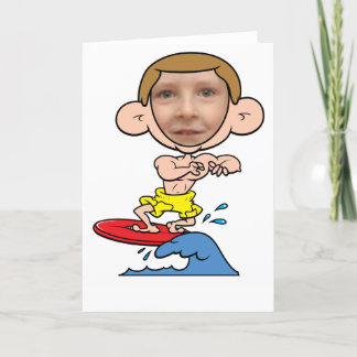 Funny Surfer Foto Face Template Karte
