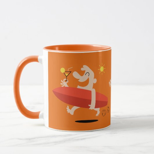 Funny Surfer mit Cocktail individuelle Name Tasse (Links)