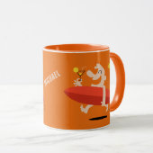 Funny Surfer mit Cocktail individuelle Name Tasse (VorderseiteRechts)