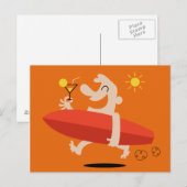 Funny Surfer mit Cocktail-Postkarte Postkarte (Vorne/Hinten)