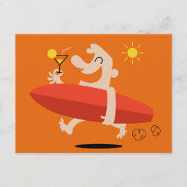 Funny Surfer mit Cocktail-Postkarte Postkarte