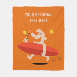 Funny Surfer mit Cocktail Vliesdecke Fleecedecke