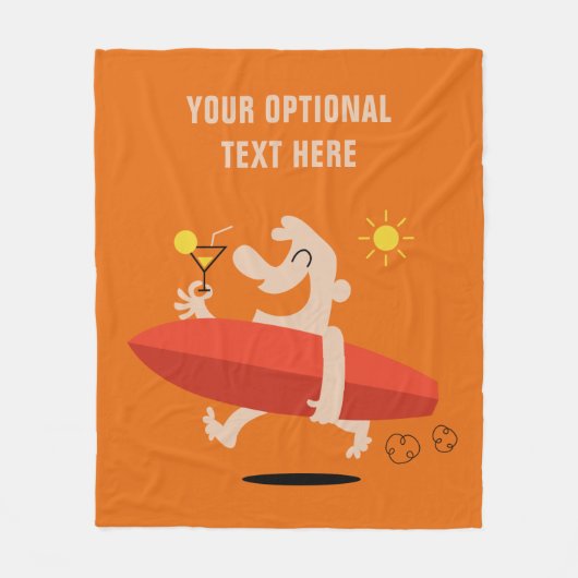 Funny Surfer mit Cocktail Vliesdecke Fleecedecke (Vorderseite)