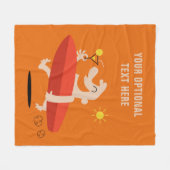 Funny Surfer mit Cocktail Vliesdecke Fleecedecke (Vorderseite (Horizontal))