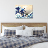 Funny Surfer Surfen auf der Hokusai Große Welle Leinwanddruck (Insitu (Schlafzimmer))