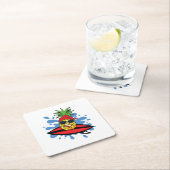 Funny Surfing Ananas Getränke Coaster Rechteckiger Pappuntersetzer (Vor Ort)