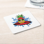 Funny Surfing Ananas Getränke Coaster Rechteckiger Pappuntersetzer (angewinkelt)