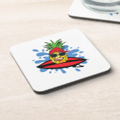 Funny Surfing Ananas Getränkeuntersetzer (Linke Seite)