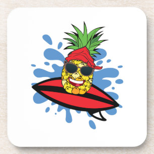 Funny Surfing Ananas Getränkeuntersetzer