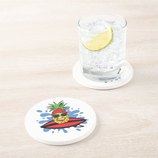 Funny Surfing Ananas Getränkeuntersetzer (Seite)
