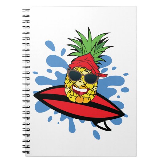 Funny Surfing Ananas Notizblock (Vorderseite)