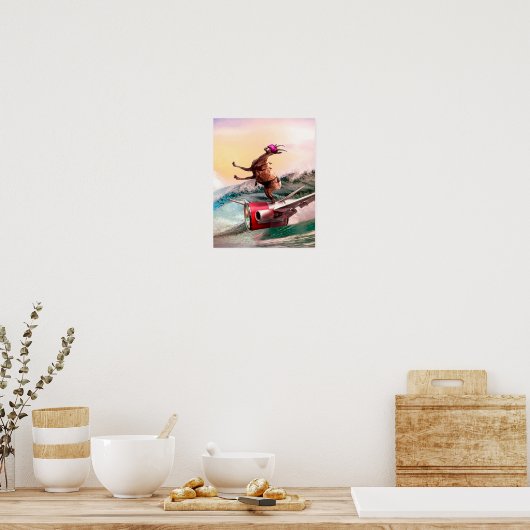Funny Surfing Goat Poster (Küche)