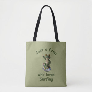 Funny surfing Kawai frog Tasche